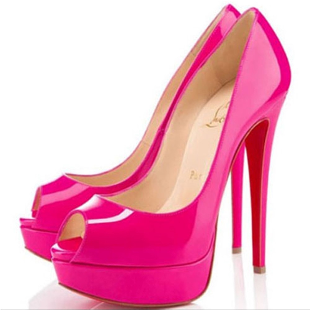 Christian Louboutin pink flo patent leather pumps